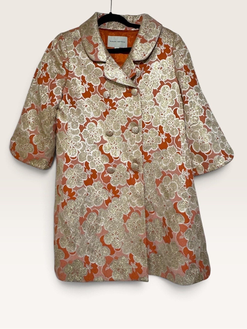 Vintage 2005 Banana Republic Silk Brocade Swing Coat M